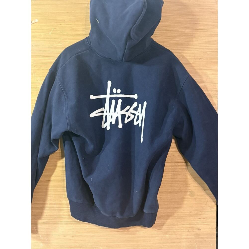 2024 stussy navy logo hoodie